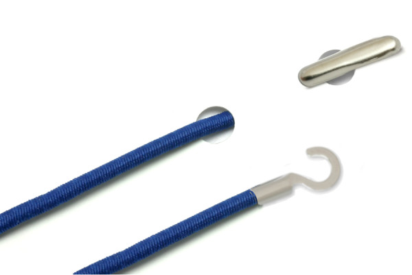 Gummischnüre mit Splint und offenem Kabelschuh, blau