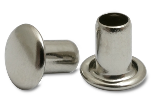 Maschinen-Nieten, 3,8 mm Ø Schaft, 7 mm Ø Kopf, vernickelt