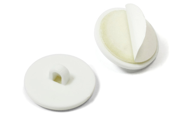 Klebebutton mit Öse, 20 mm Ø, Kunststoff, weiss
