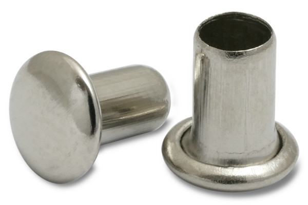 Strojové nity, stopka Ø 4 mm, hlava Ø 7 mm, poniklované