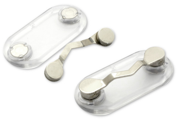 Magnetischer Brillenhalter / Ausweishalter, vernickelt