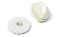 Lepiaci gombík s očkom,<BR>priemer 20 mm, <BR>plast, biely