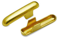 Kovové závlačky (T-tvar)<BR> pre gumu + šnúru,<BR> otvor 2,6 mm,<BR> mosadzované