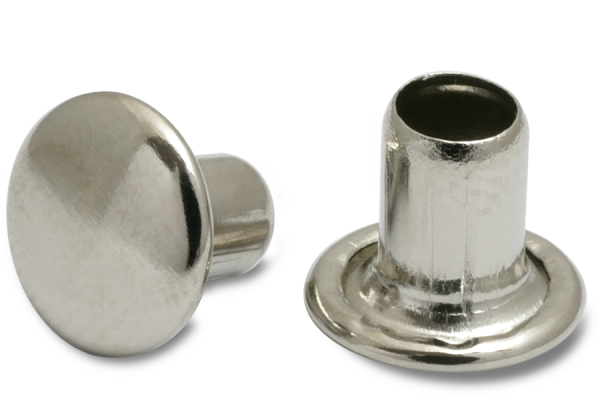 Strojové nity, stopka s priemerom 4 mm, hlava s priemerom 8 mm, poniklované