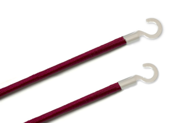 Gumové šnúrky s káblovými okami, otvorené, bordové